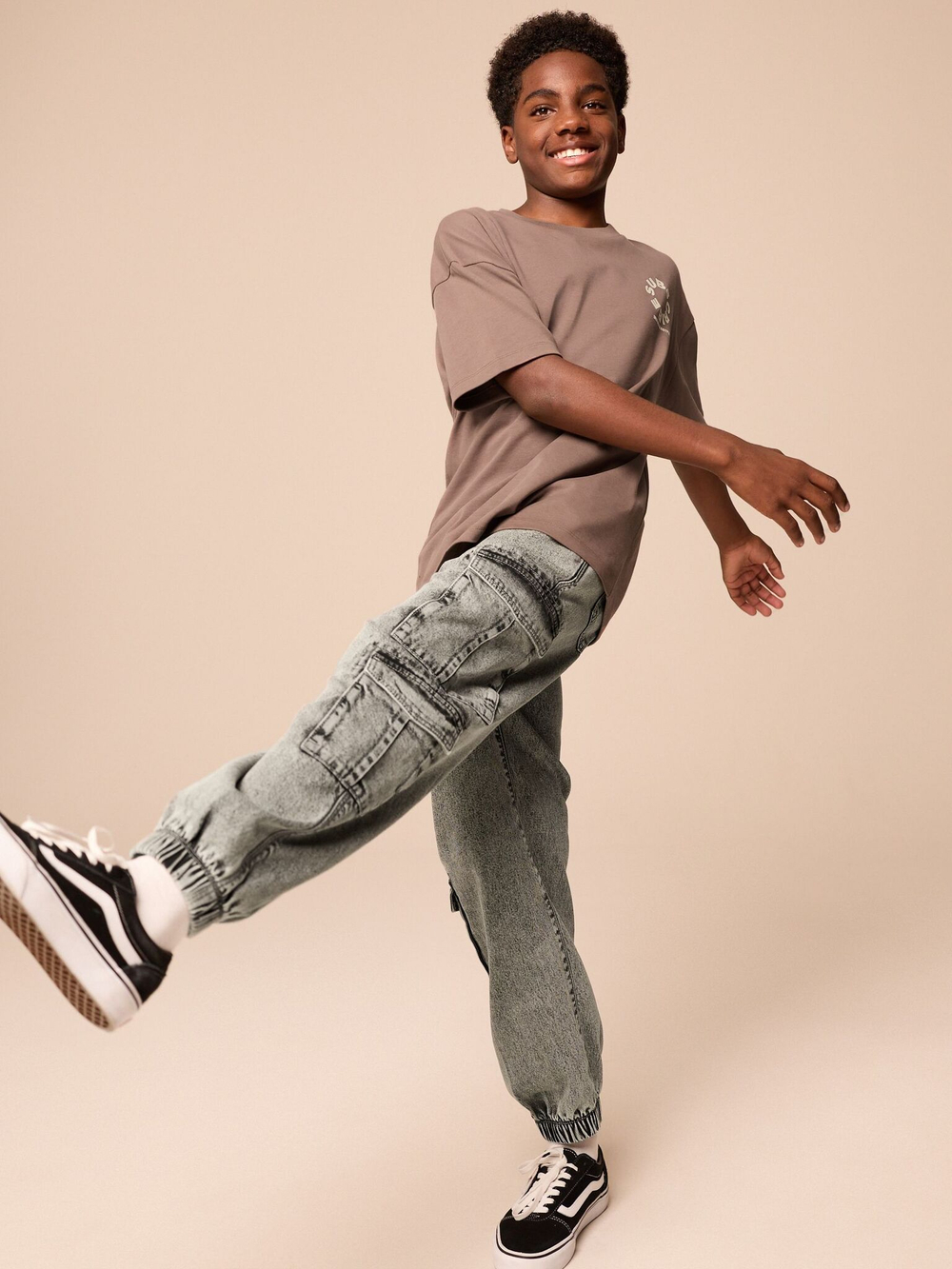 Джинсы карго для мальчика Next B39-217, Серый