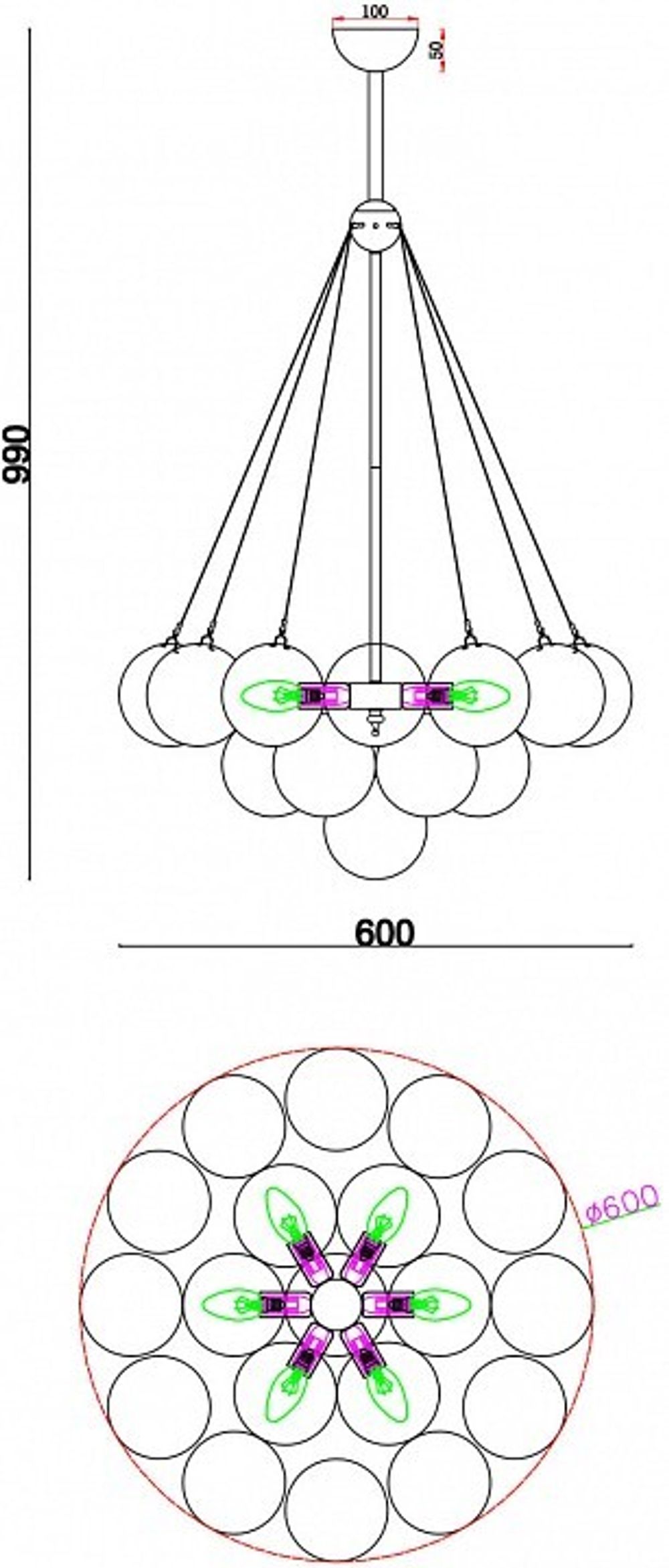 Люстра на штанге Freya Fiesta FR5231PL-06BS