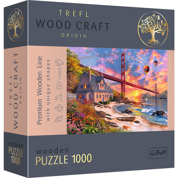 Puzzle &quot;1000&quot; - Sunset at Golden Gate / Wooden Puzzles