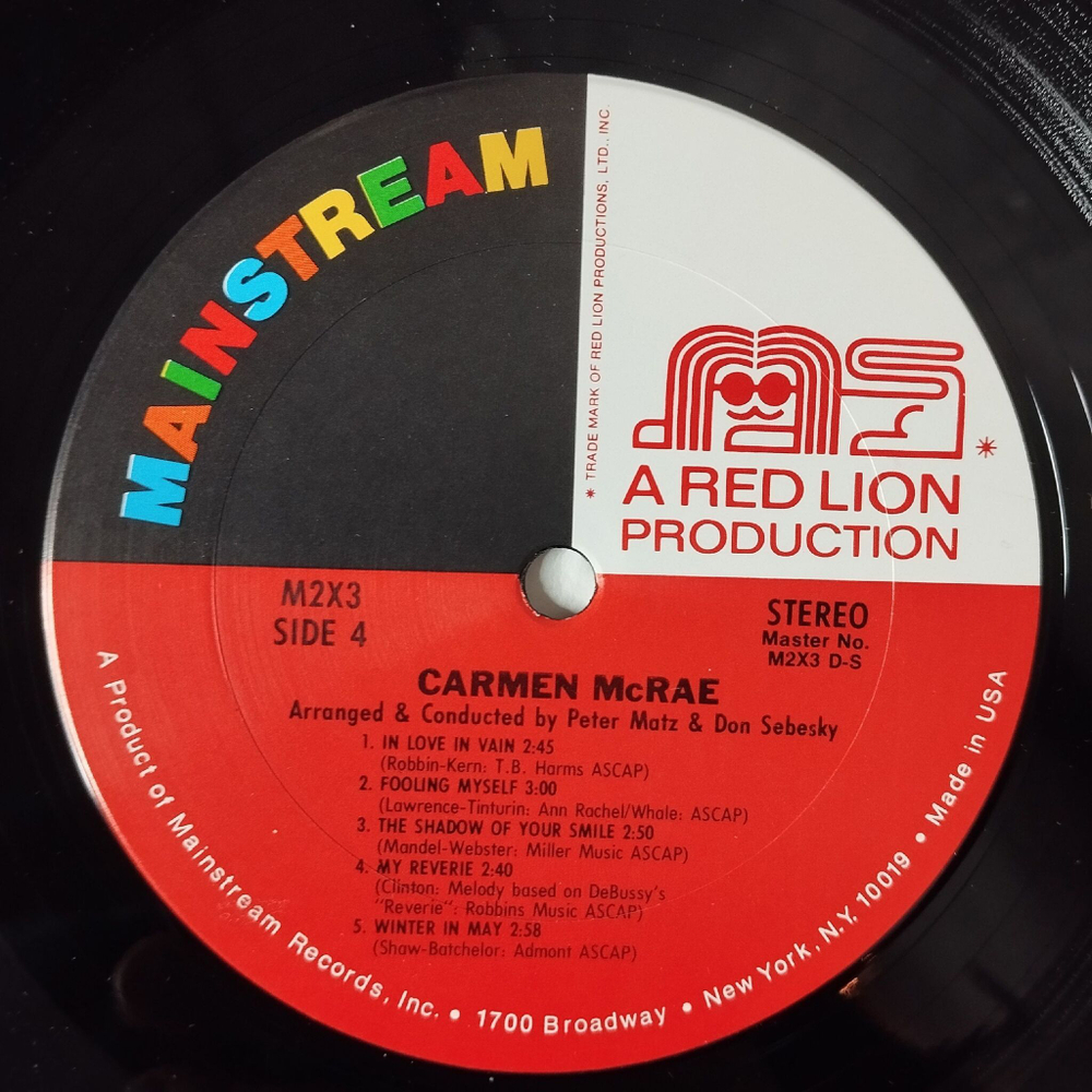 Винтажная виниловая пластинка LP Carmen McRae (USA 1972)