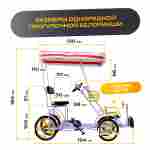 Семейный велосипед, трехместный, фиолетовый