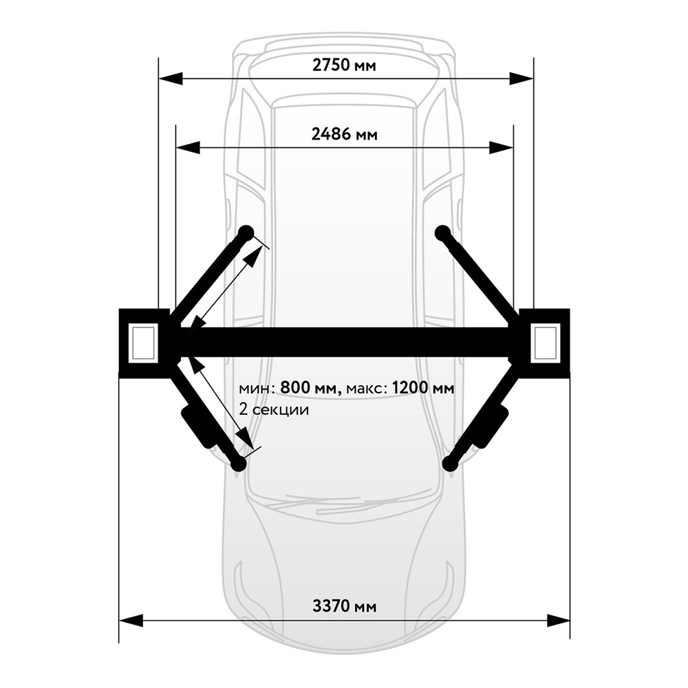 WDK-522/220 Подъемник двухстоечный с нижней синхронизацией 4 тонны, одност. разбл., 220В