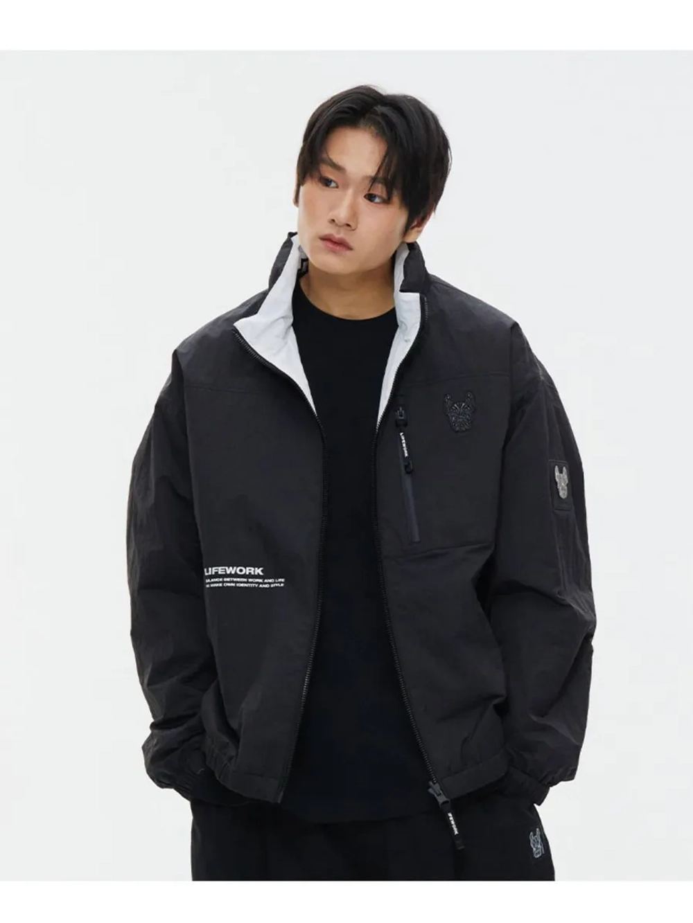 Двусторонняя куртка с высоким воротом