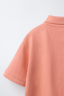 ZARA БАЗОВОЕ ПОЛО ИЗ ПИКЕ, ЛОСОСЕВЫЙ