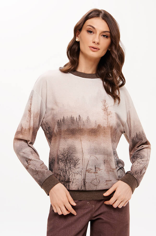 23409 Свитшот женский (какао принт)