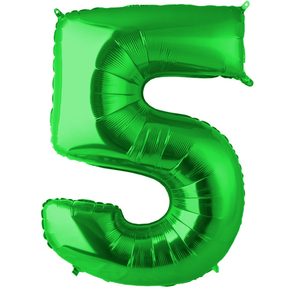 Шар фольгированный Цифра 5 101 см (Зеленый)