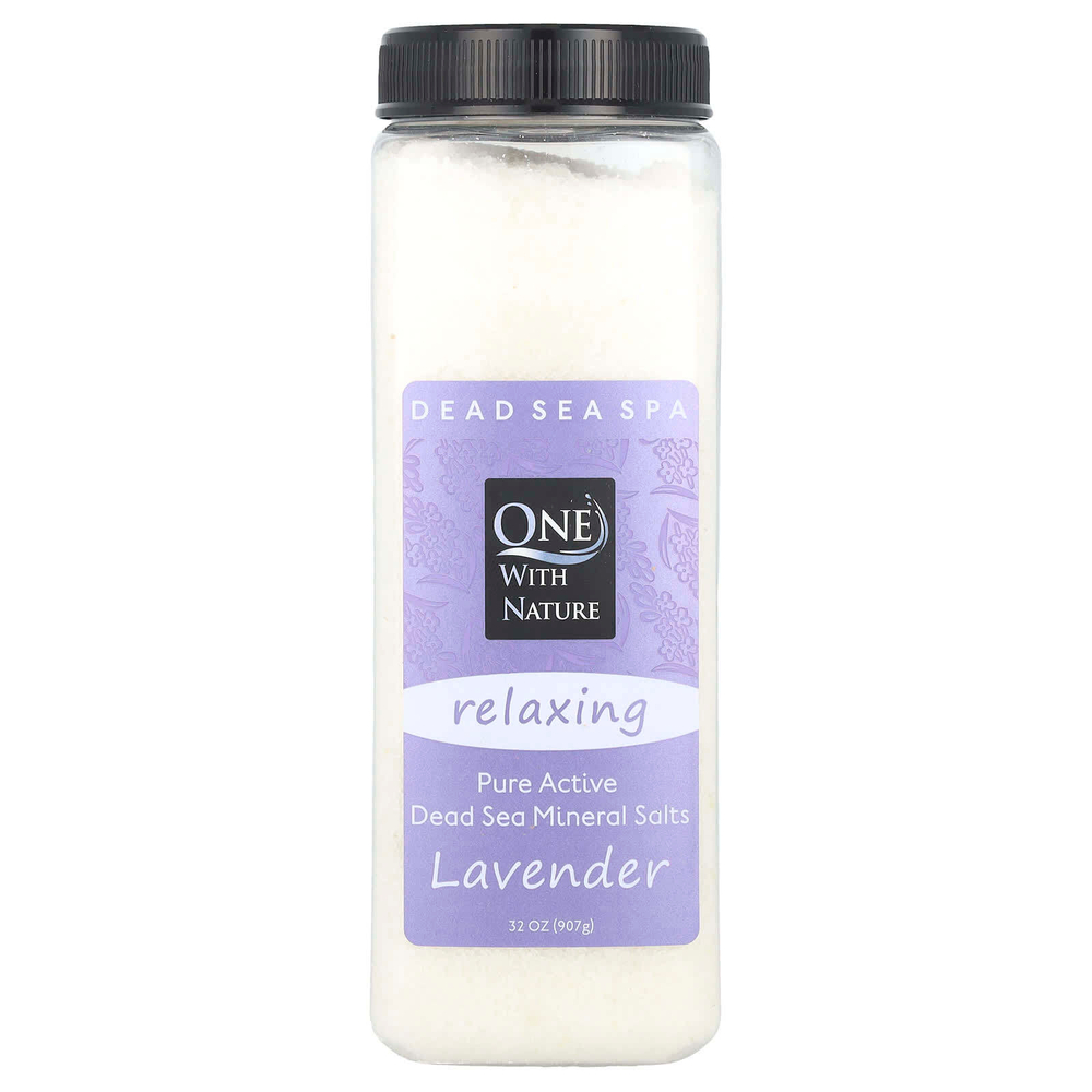 One with Nature, Dead Sea Spa, минеральные соли, расслабляющие, с лавандой, 907 г (32 унции)