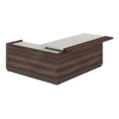 RF.105R.PGDA.DA / Стол для руководителя с комбинированной столешницей, правый 2050х1850х750 мм / столешница: жемчужно-серый/дуб адриа, основание стола: дуб адриа