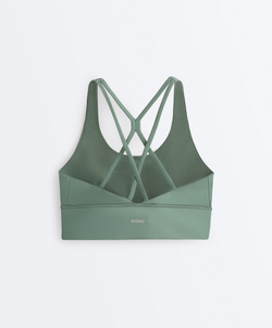 Oysho Спортивный бюстгальтер с бретелями на спине, темно-зеленый