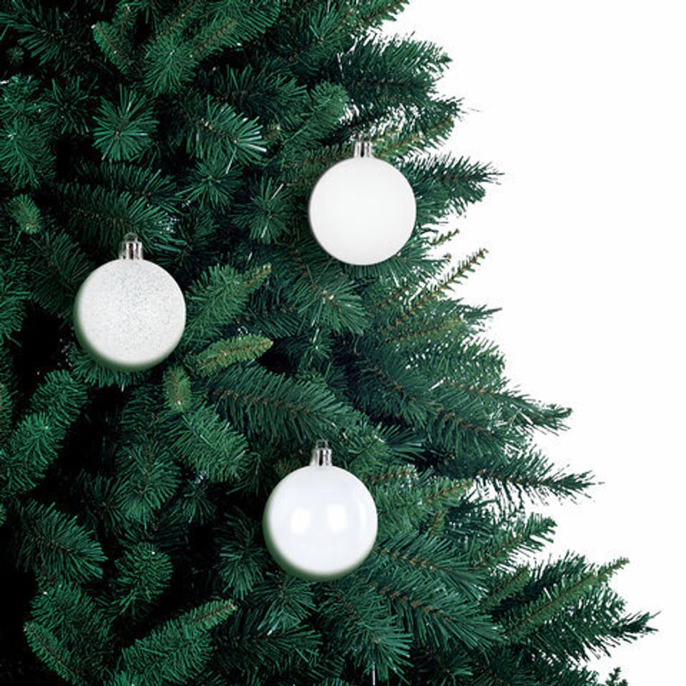 Шары ёлочные 6 шт., 6 см, "Trio", пластик, БЕЛЫЕ (глянец, матовый, глиттер), ЗОЛОТАЯ СКАЗКА, 592159