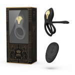 Черное эрекционное виброкольцо для пар с пультом ДУ + управление через приложение Zalo Bayek Vibrating Couples Ring Obsidian Black