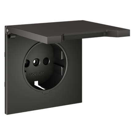 Накладка для розетки с заземлением, защитными шторками и крышкой, S70 (титан)