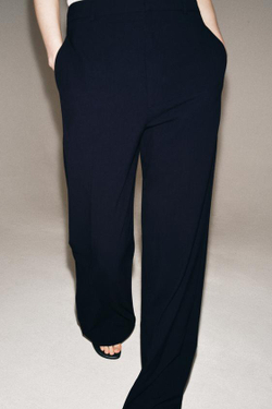 ZARA БРЮКИ WIDE LEG С ВЫСОКОЙ ПОСАДКОЙ — ZW COLLECTION, МОРСКОЙ СИНИЙ