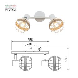 Светильник настенно-потолочный спот Rivoli   7034-702 2 x E14 40 Вт поворотный
