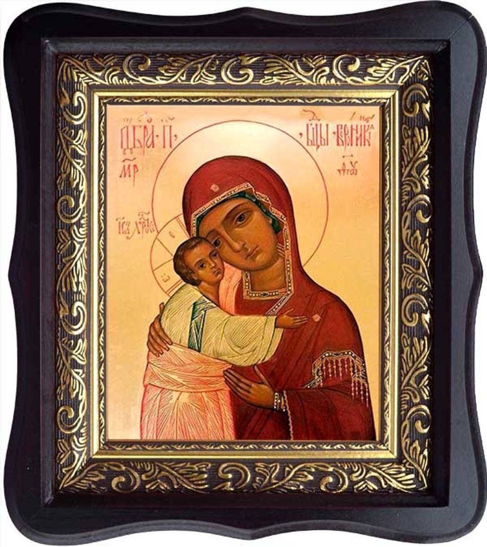 Воронинская икона Божьей Матери (Одигитрия) на холсте в киоте