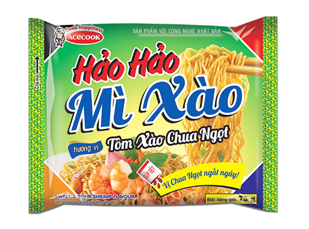 Сублимированная вьетнамская лапша Hao Hao, вкус креветки (сладко-кислая), 75 гр.