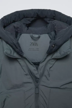 ZARA СТЕГАНАЯ КУРТКА WATER REPELLENT, СИНЕВАТЫЙ
