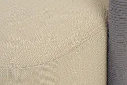 "Верона" диван 3-местный плетеный из роупа, каркас алюминий светло-серый (RAL7035) муар, роуп светло-серый круглый, ткань Mossle светло-бежевая