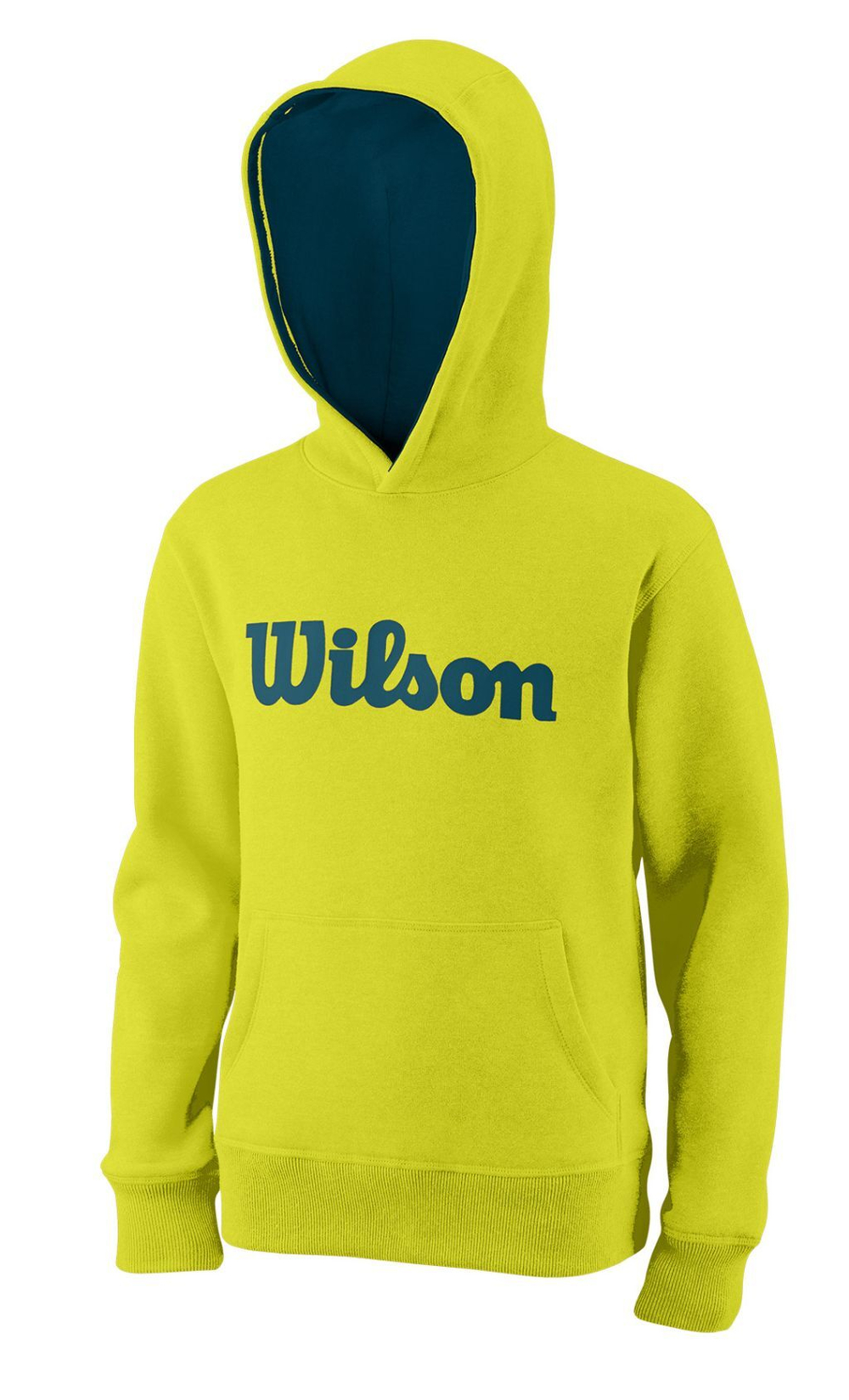 Кофта для мальчика теннисная Wilson Script Cotton PO Hoody - sulphur spring/blue coral