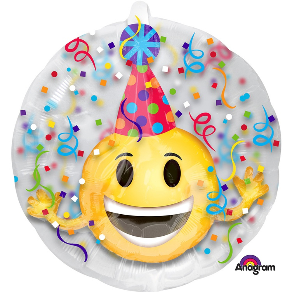 Шар Фольгированный Улыбка в колпаке Bubble Прозрачный (Персиковый)