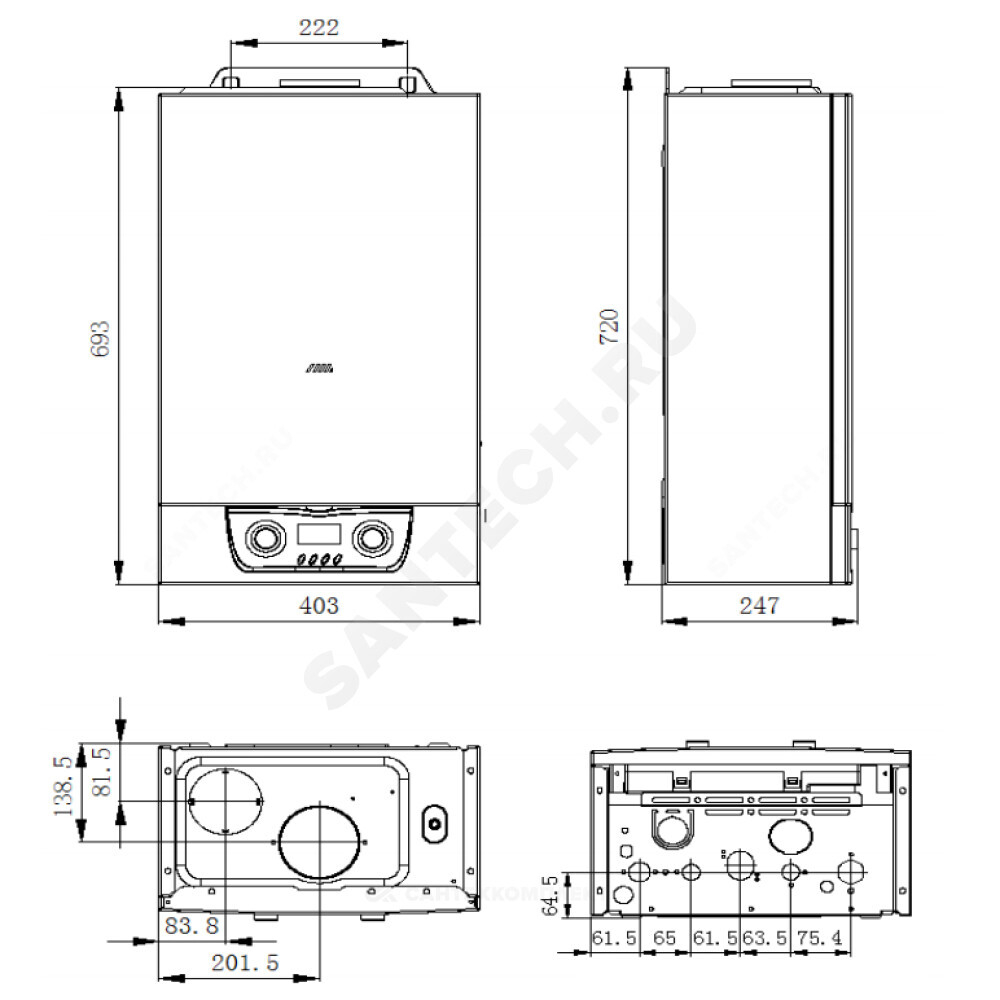 Котел настенный газовый 40 кВт двухконтурный 40Т Mizudo MZGB4002TM