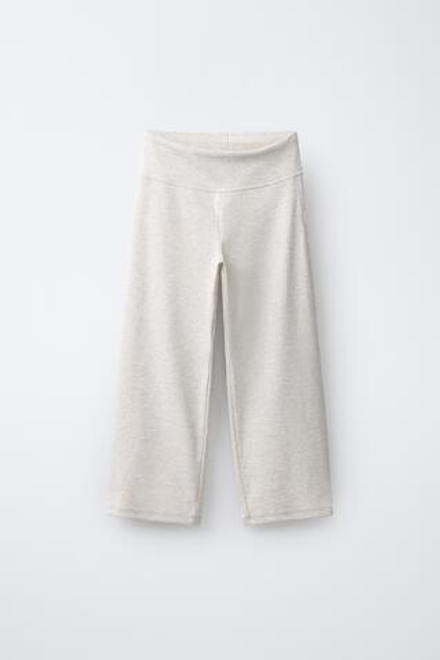 ZARA КОМПЛЕКТ В РУБЧИК ИЗ ТОПА И ПРЯМЫХ БРЮК, СЕРЫЙ МЕЛАНЖ