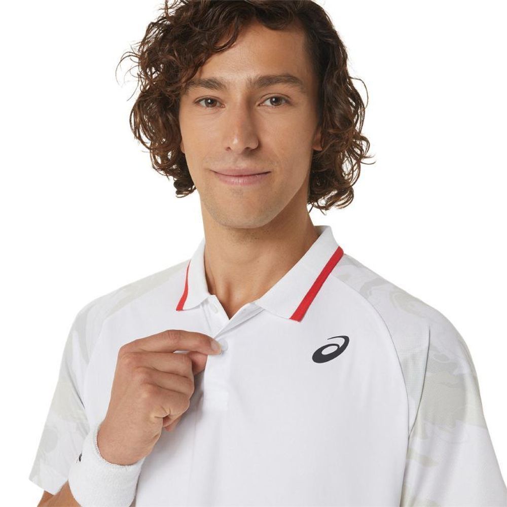 Мужское теннисное поло Asics Court Graphic Polo-Shirt - белый