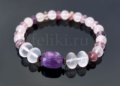 браслет из розового кварца (б-0597-19)