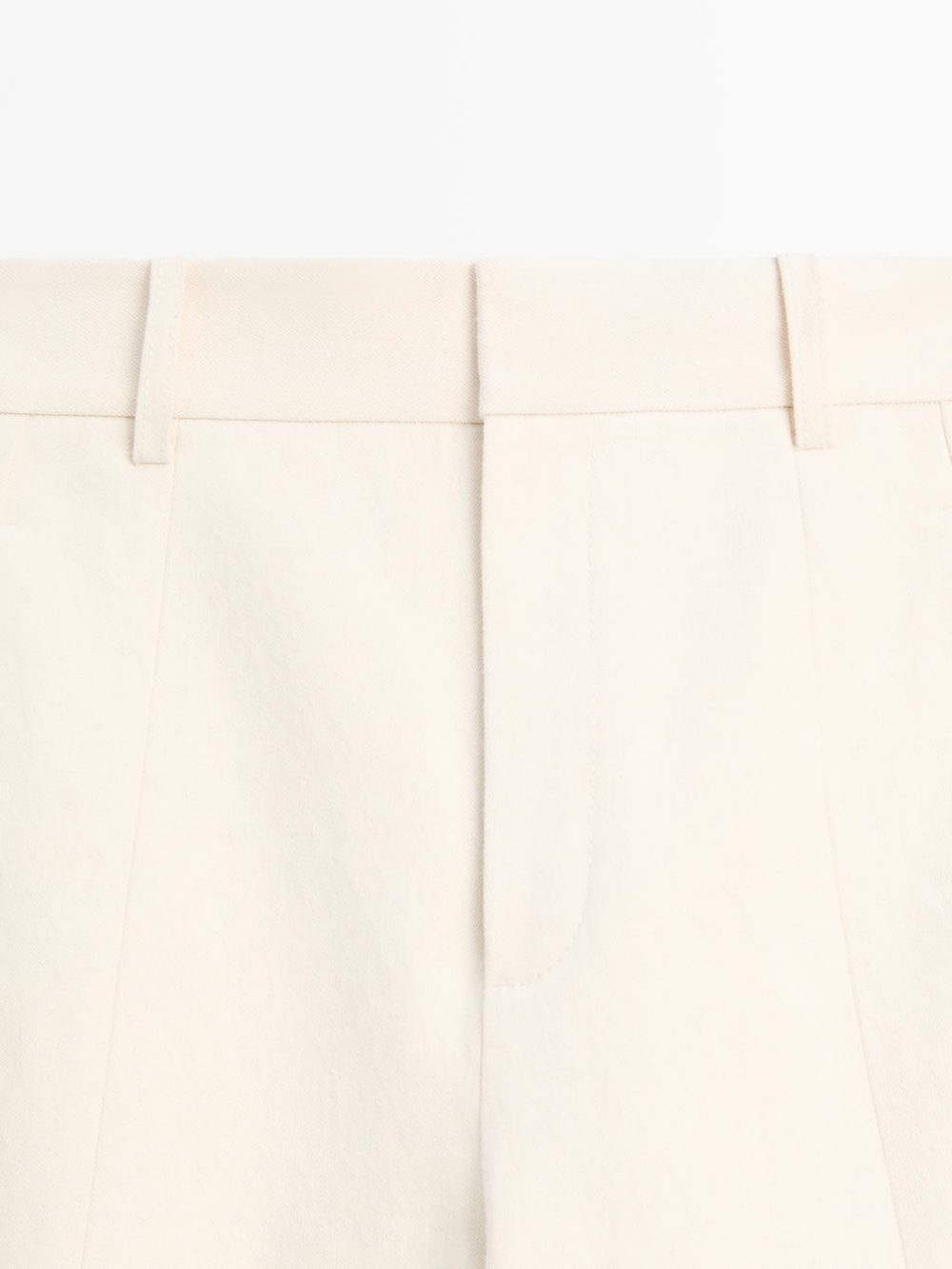 Massimo Dutti Брюки бочкообразного кроя из льна и хлопка, экрю