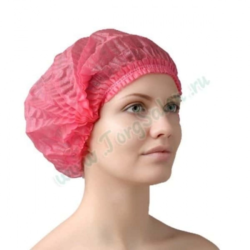 Одноразовая шапочка «Шарлотка» (розовая), Medicosm, 100 шт.
