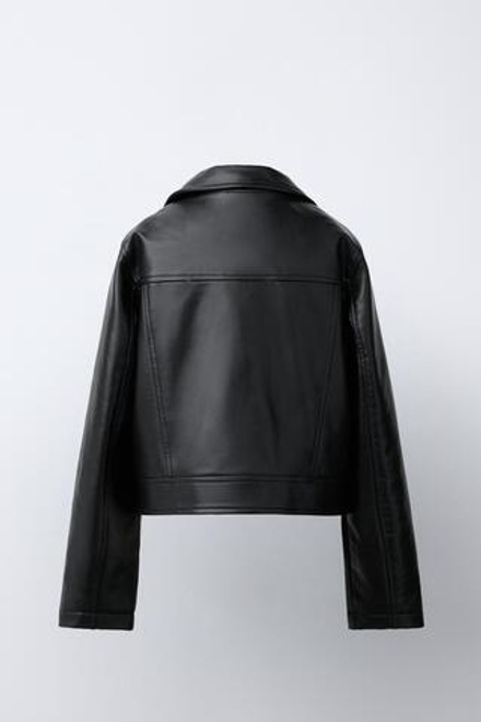 ZARA БАЙКЕРСКАЯ КУРТКА ИЗ ИСКУССТВЕННОЙ КОЖИ, ЧЕРНЫЙ