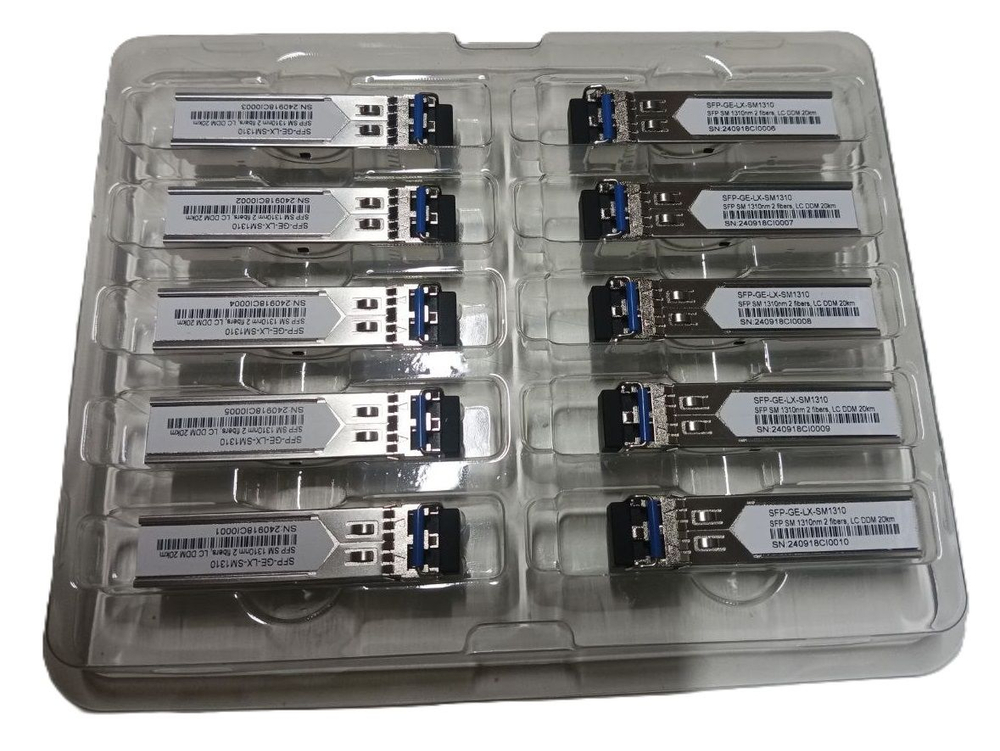 Трансивер SFP, 1,25Gb/s, SM 1310нм, 2х волоконный, LC duplex, дальность 20км