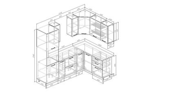 Кухонный гарнитур угловой Вегас 2400х1600 столешница 26 мм