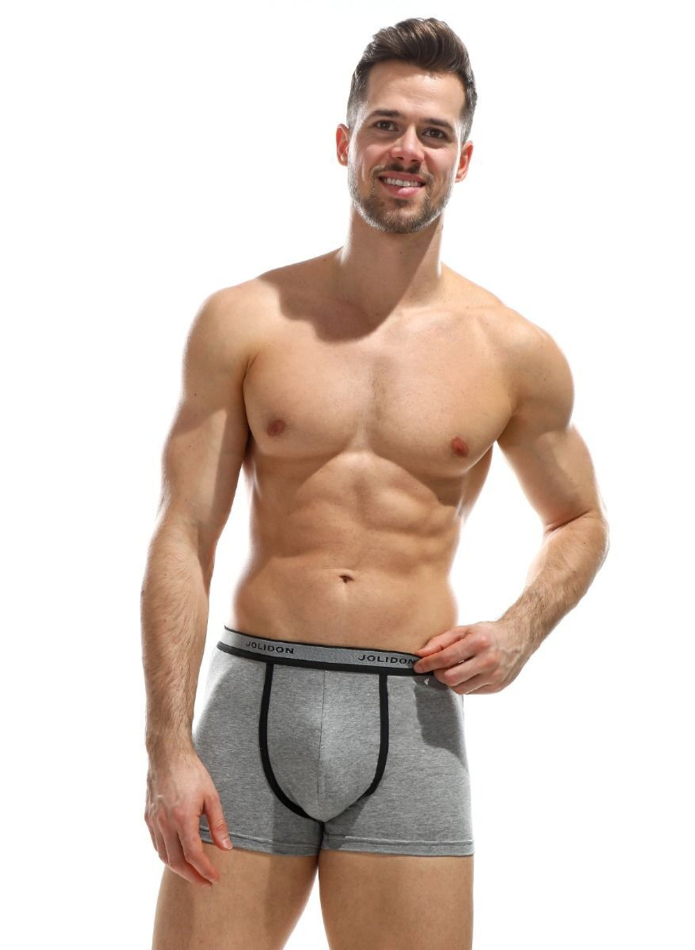 Мужские трусы-боксеры из хлопковой меланжевой ткани (Размер: M) (Цвет: серый меланж)