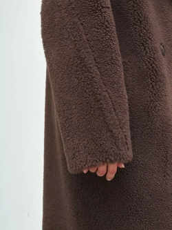 Шуба женская чебурашка тедди из эко меха, шоколадная, SilverFox