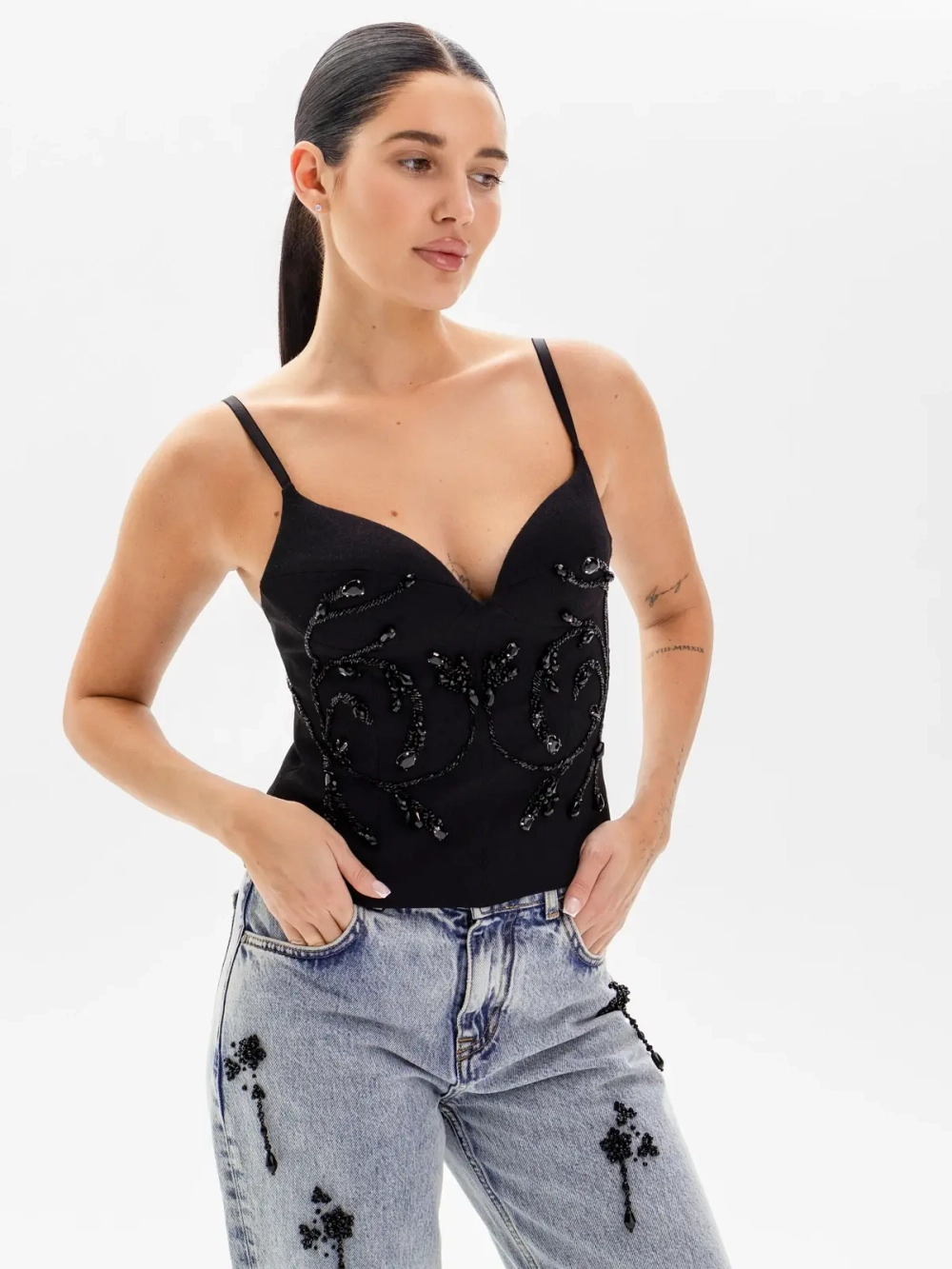 Топ-корсет GLITTER, черный