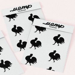 Ткань сатин силуэт петуха