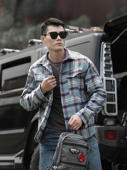 Рубашка Emersongear Blue Label Longicorn Flannel Shirt (Blue Gray Grid)