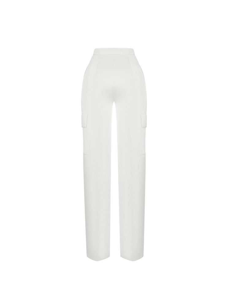 Брюки прямого кроя из сатина с накладными карманами