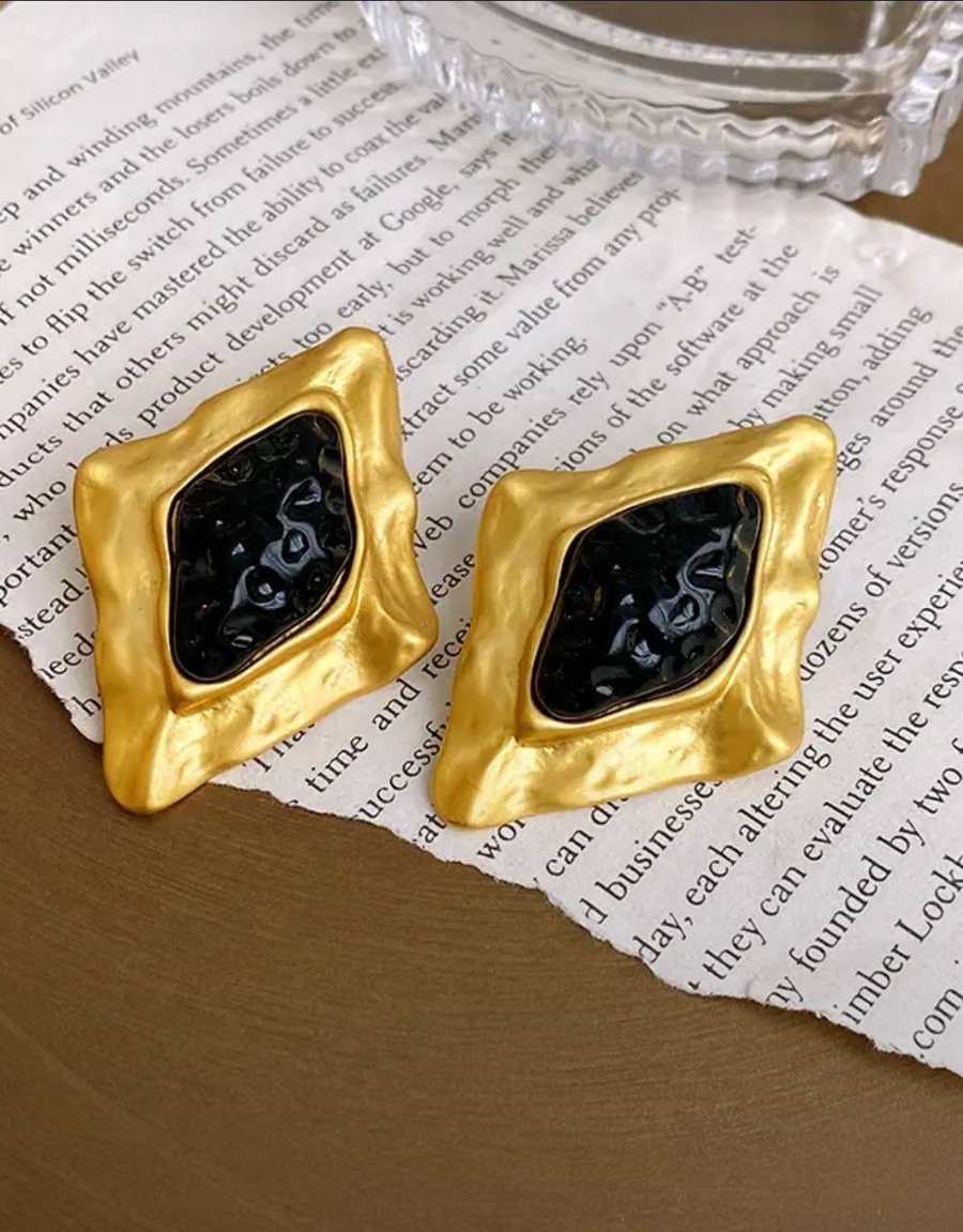 Серьги ромбовидные, Золотые