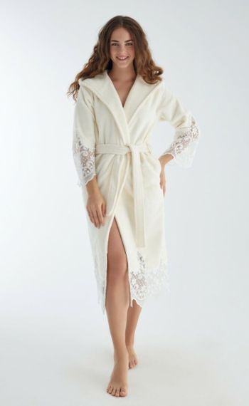 Халат с капюшоном женский 4150 кремовый NUSA