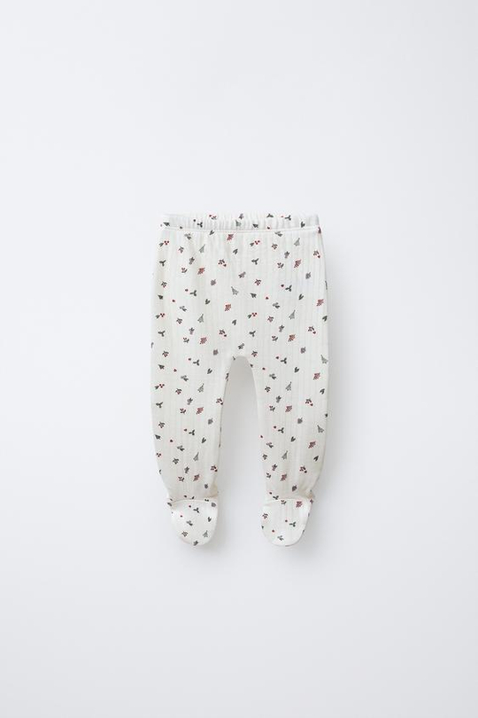 ZARA ЛЕГИНСЫ С ПРИНТОМ «ДЕРЕВЬЯ», ЭКРЮ