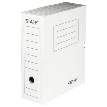 Короб архивный 100мм, гофрокартон, белый, Staff