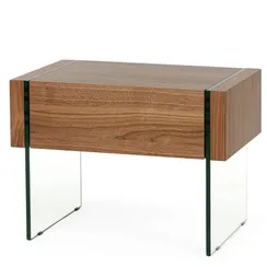 Прикроватная тумба Somerset 58x40 см, шпон ореха, стеклянные ножки