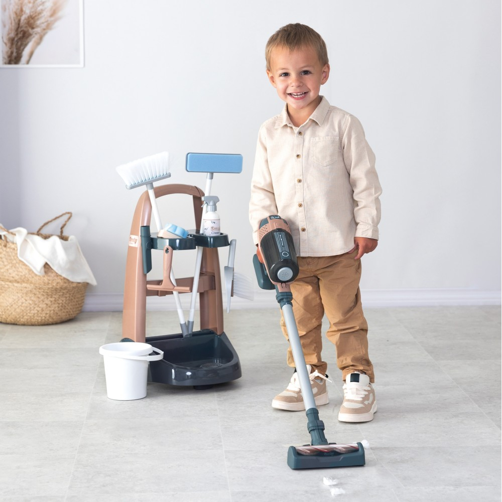 Набор Smoby Rowenta 330326WEB тележка для уборки с пылесосом и 10 аксессуарами для детей от 3 лет — фото 6