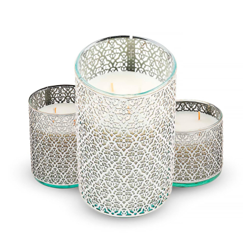 Аромасвеча Nour Bougie Arabesque Fleur d’orange серебро 1050 г
