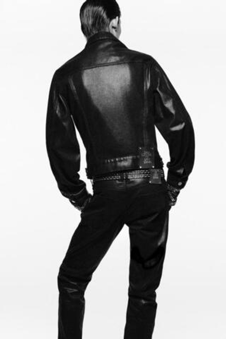 ZARA X LUDOVIC DE SAINT SERNIN ЗАУЖЕННЫЕ ВОЩЕНЫЕ ДЖИНСЫ, ЧЕРНЫЙ