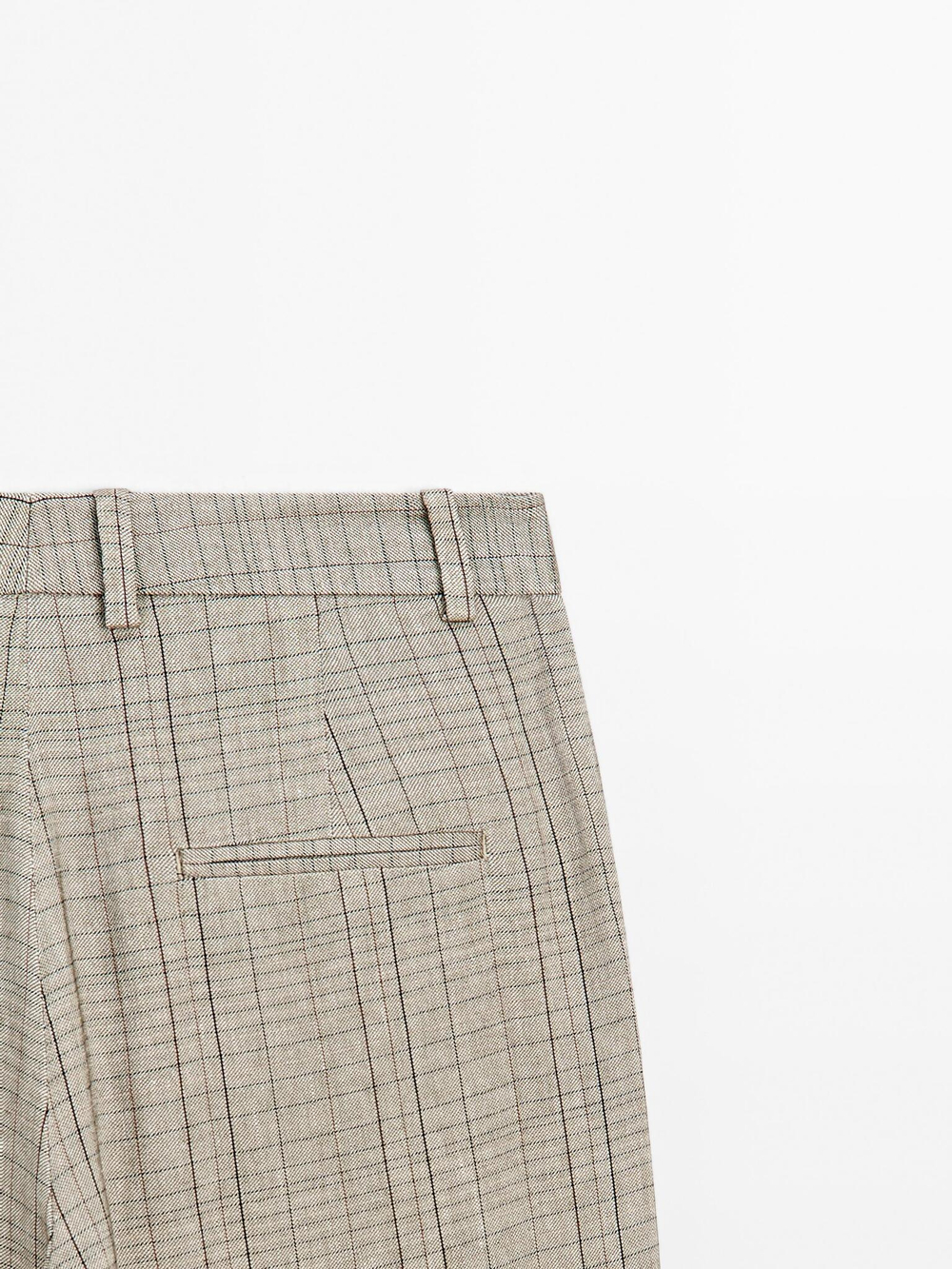 Massimo Dutti Костюмные брюки в клетку, бежевый