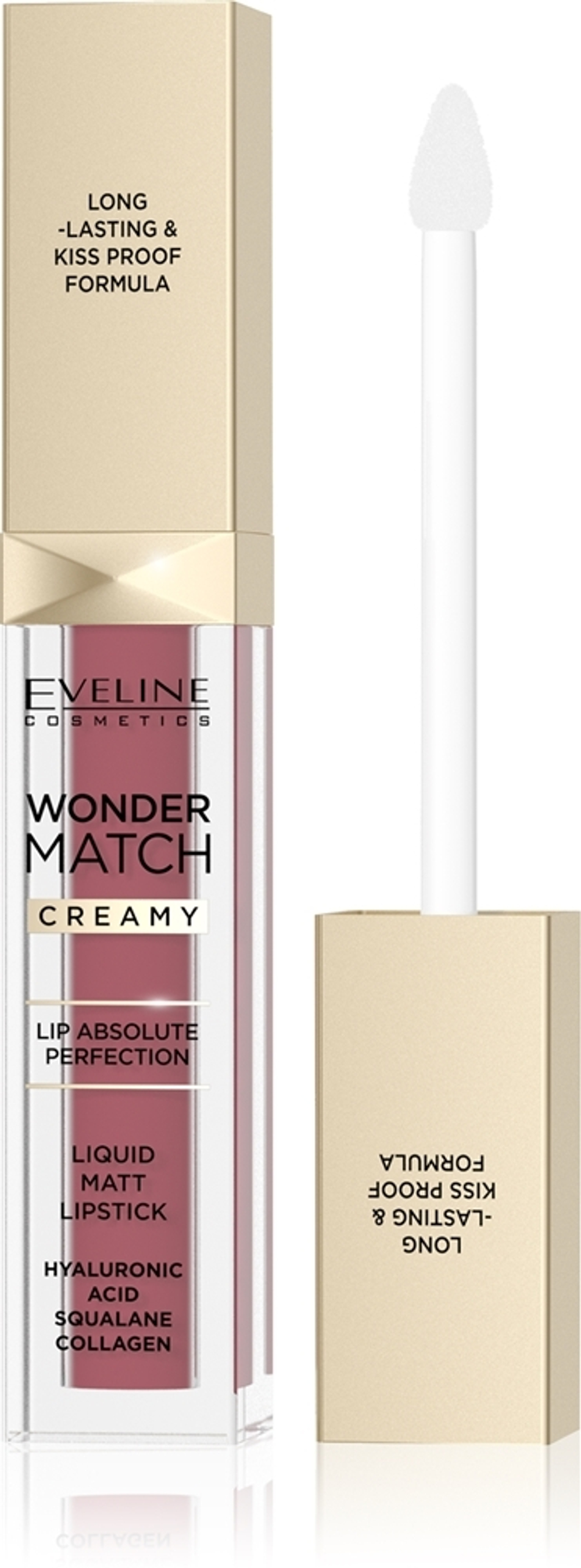 Eveline Cosmetics Wonder Match - Долговечная матовая жидкая помада с гиалуроновой кислотой, 6,8 ml