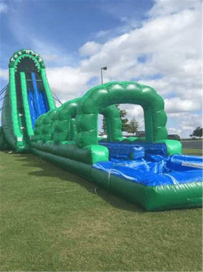 Надувная водная горка с бассейном «В пасти крокодила», 29*6*10 м